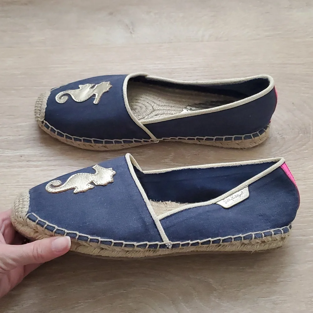 Lilly Pulitzer Metallic Seahorse Espadrille Shoes Sz9